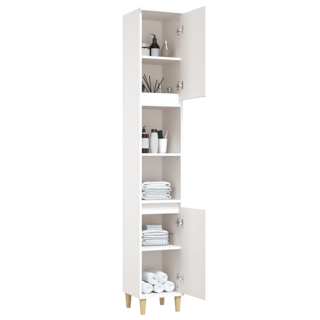 NNEVL Bathroom Cabinet White 30x30x190 cm Engineered Wood