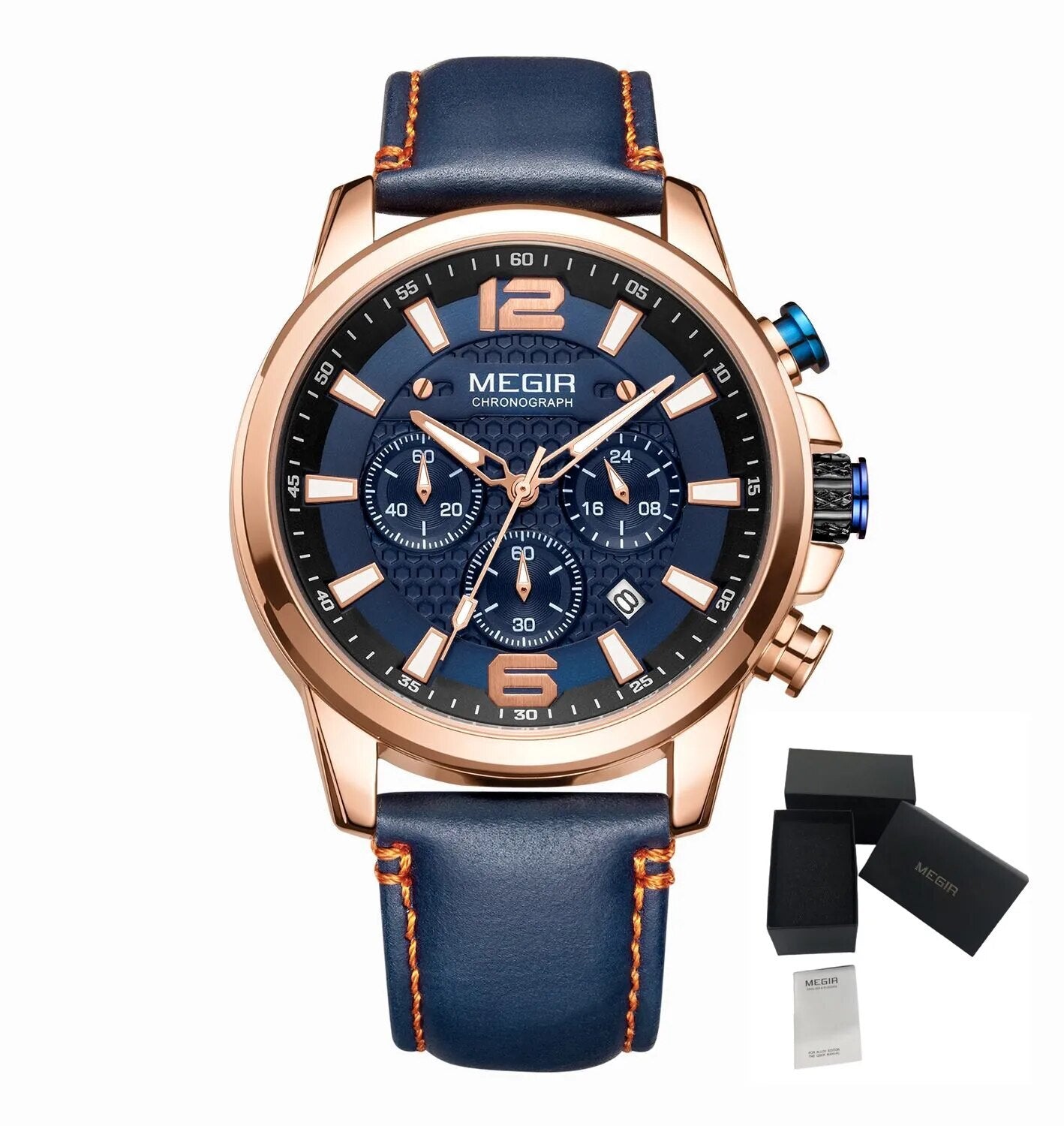 MEGIR Luxury Business Men Watch Fashion Quartz Sport Chronograph Luminous Waterproof Calendar Stainless Steel Male Wristwatch 2156