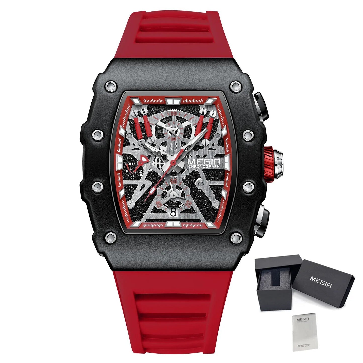 MEGIR Luxury Outdoor Sport Wristwatch for Men Silicone Waterproof Watches Quartz Military Watch Male Clock Chronograph 2218