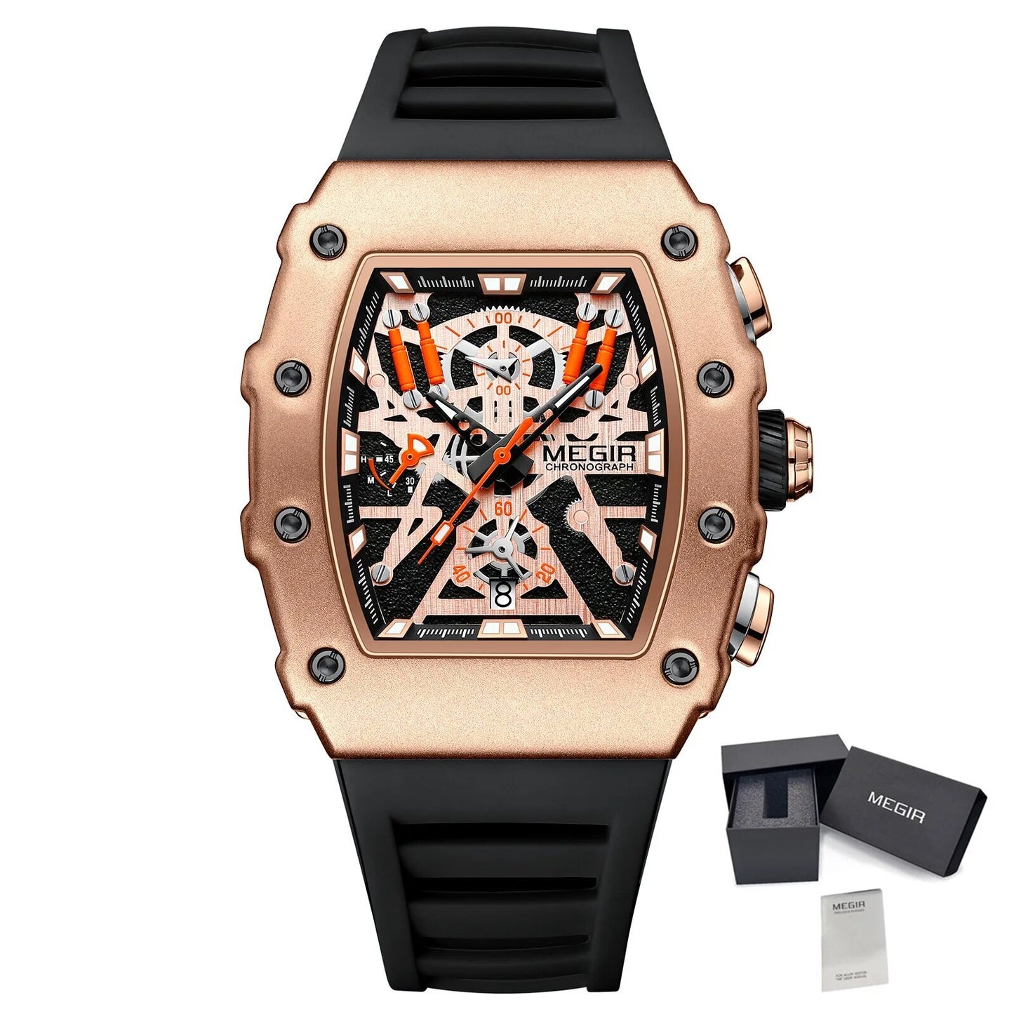 MEGIR Luxury Outdoor Sport Wristwatch for Men Silicone Waterproof Watches Quartz Military Watch Male Clock Chronograph 2218