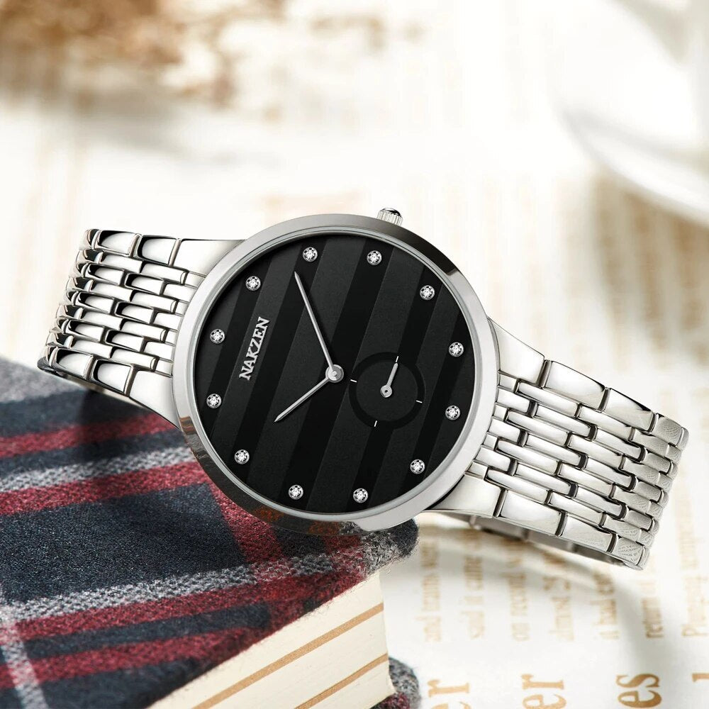 NAKZEN Commerce Diamond Men Watch Famous Luxury Brand Sapphire Watches Men's Stainless Steel Simple Black Gold Watch Male Clock