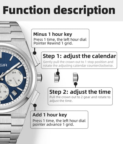 MEGIR Men's Business Watches Original Analogue Quartz Wrist Watch Luminous 5ATM Waterproof Steel Large Dial Clock Reloj Hombre