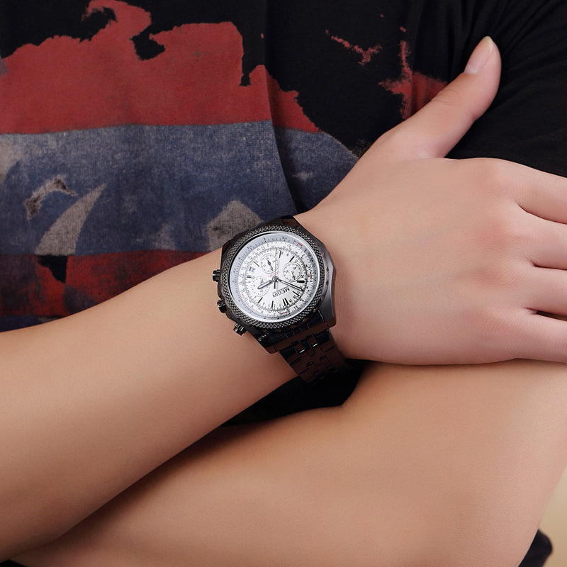 MEGIR Fashion Business Men's Watch Stainless Steel Quartz Wristwatch Calendar Big Dial Man Military Sports Chronograph Clock