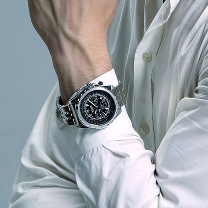 MEGIR Fashion Business Men's Watch Stainless Steel Quartz Wristwatch Calendar Big Dial Man Military Sports Chronograph Clock