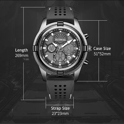 RUIMAS Top Luxury Quartz Wristwatches Men Silicone Large Dial  Military Sports Watches Waterproof Luminous Date Reloj Hombre
