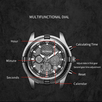 RUIMAS Top Luxury Quartz Wristwatches Men Silicone Large Dial  Military Sports Watches Waterproof Luminous Date Reloj Hombre