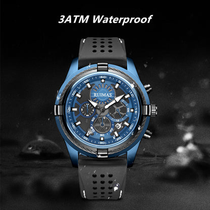 RUIMAS Top Luxury Quartz Wristwatches Men Silicone Large Dial  Military Sports Watches Waterproof Luminous Date Reloj Hombre