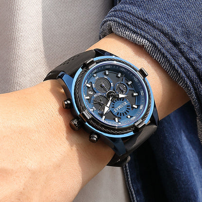 RUIMAS Top Luxury Quartz Wristwatches Men Silicone Large Dial  Military Sports Watches Waterproof Luminous Date Reloj Hombre