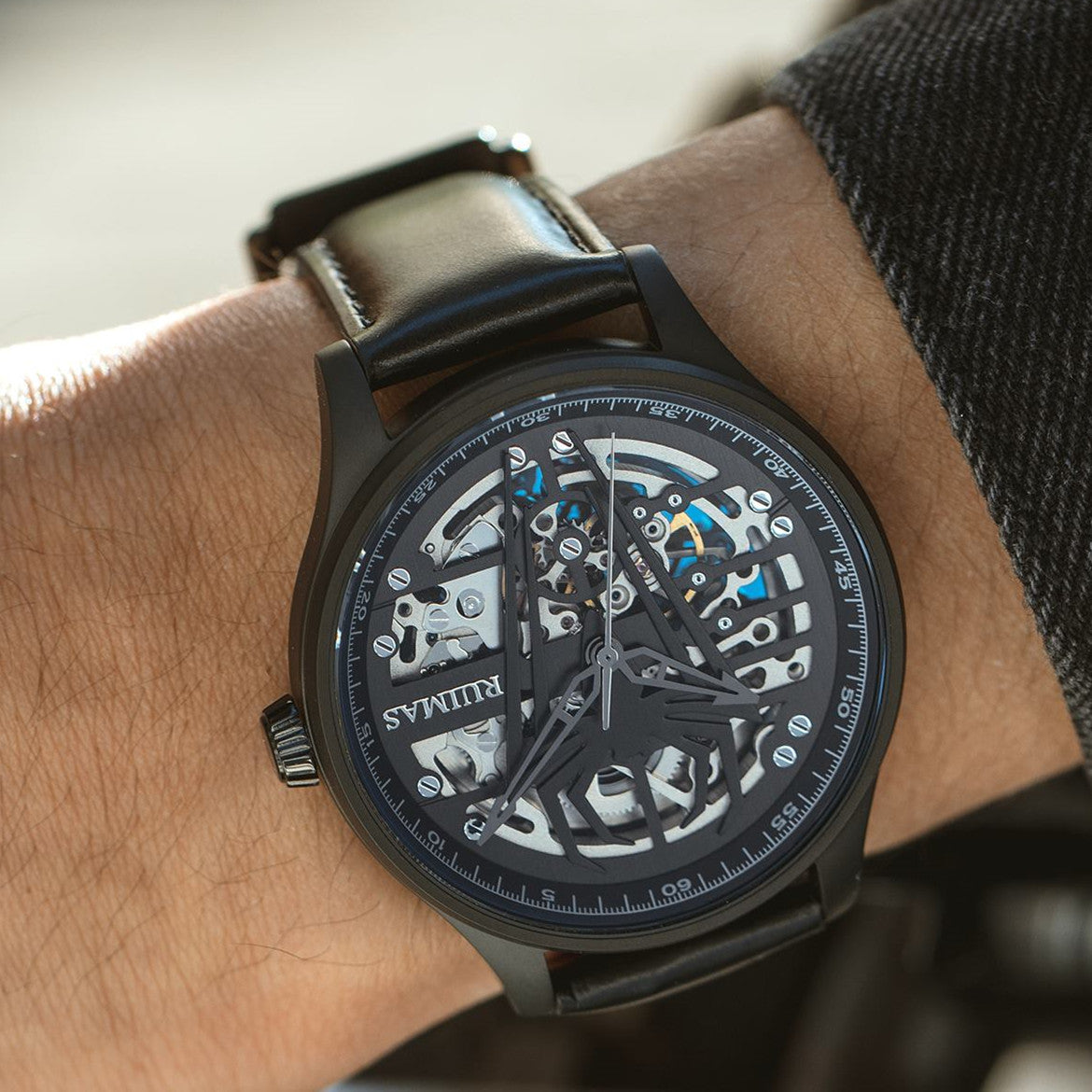 RUIMAS Mens Watches Leather Sports Watches Men's Army Military Wrist Watch Automatic Mechanical Male Clock Reloj Hombre 6787