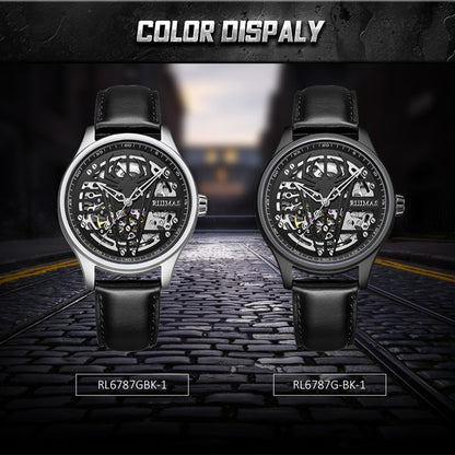 RUIMAS Mens Watches Leather Sports Watches Men's Army Military Wrist Watch Automatic Mechanical Male Clock Reloj Hombre 6787