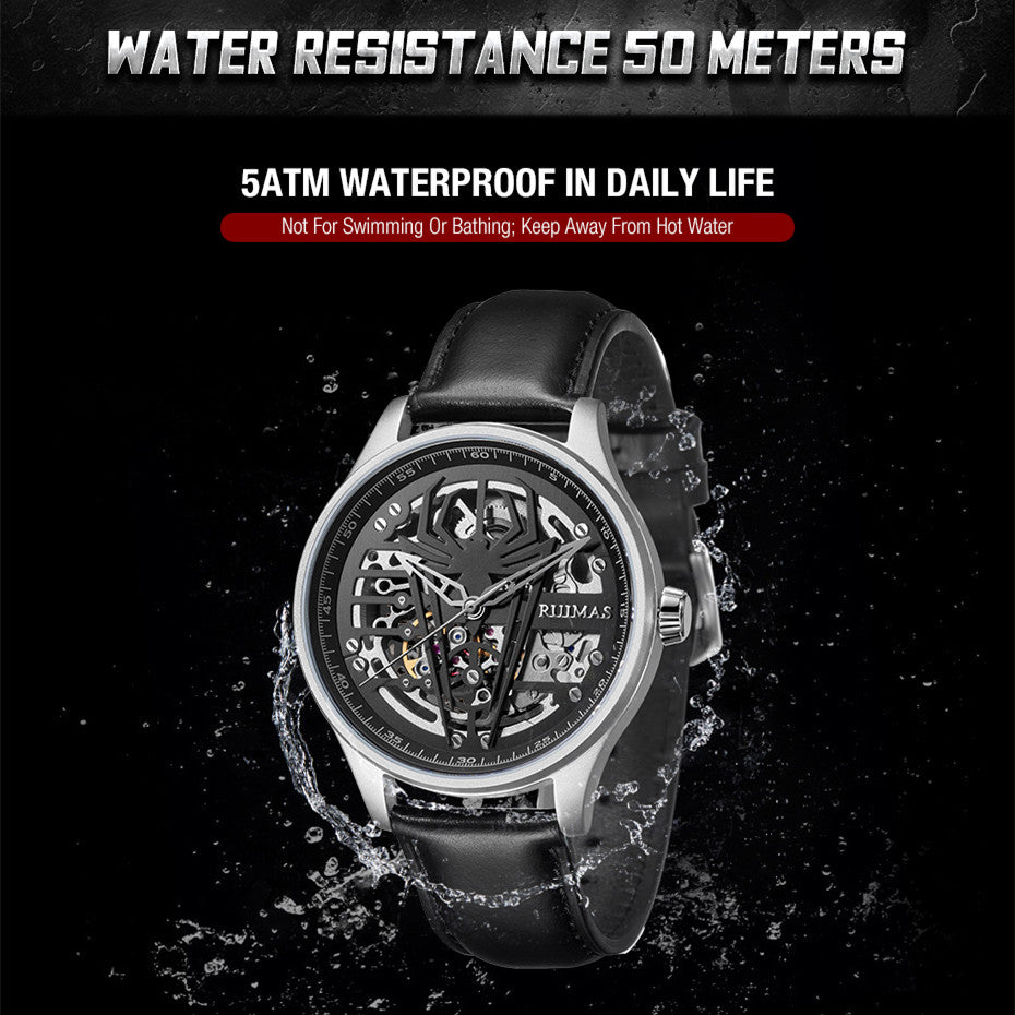 RUIMAS Mens Watches Leather Sports Watches Men's Army Military Wrist Watch Automatic Mechanical Male Clock Reloj Hombre 6787