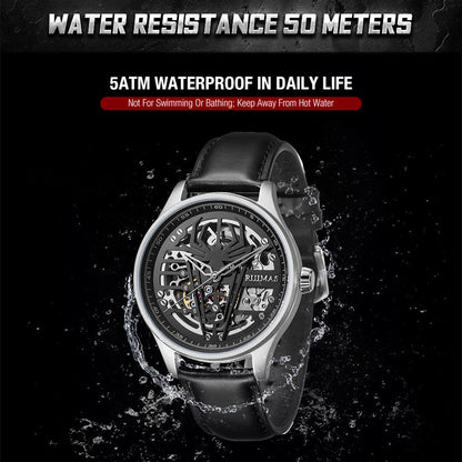 RUIMAS Mens Watches Leather Sports Watches Men's Army Military Wrist Watch Automatic Mechanical Male Clock Reloj Hombre 6787