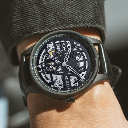 RUIMAS Mens Watches Leather Sports Watches Men's Army Military Wrist Watch Automatic Mechanical Male Clock Reloj Hombre 6787