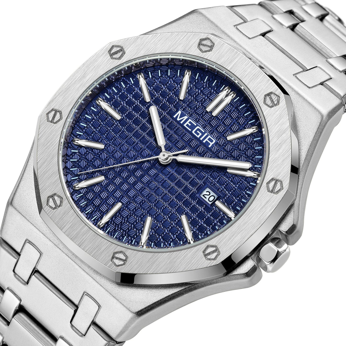 MEGIR Stainless Steel Bracelet Watch for Men Luxury Business Casual Watches Waterproof Calendar Quartz Wristwatch Men Gift Clock 1085