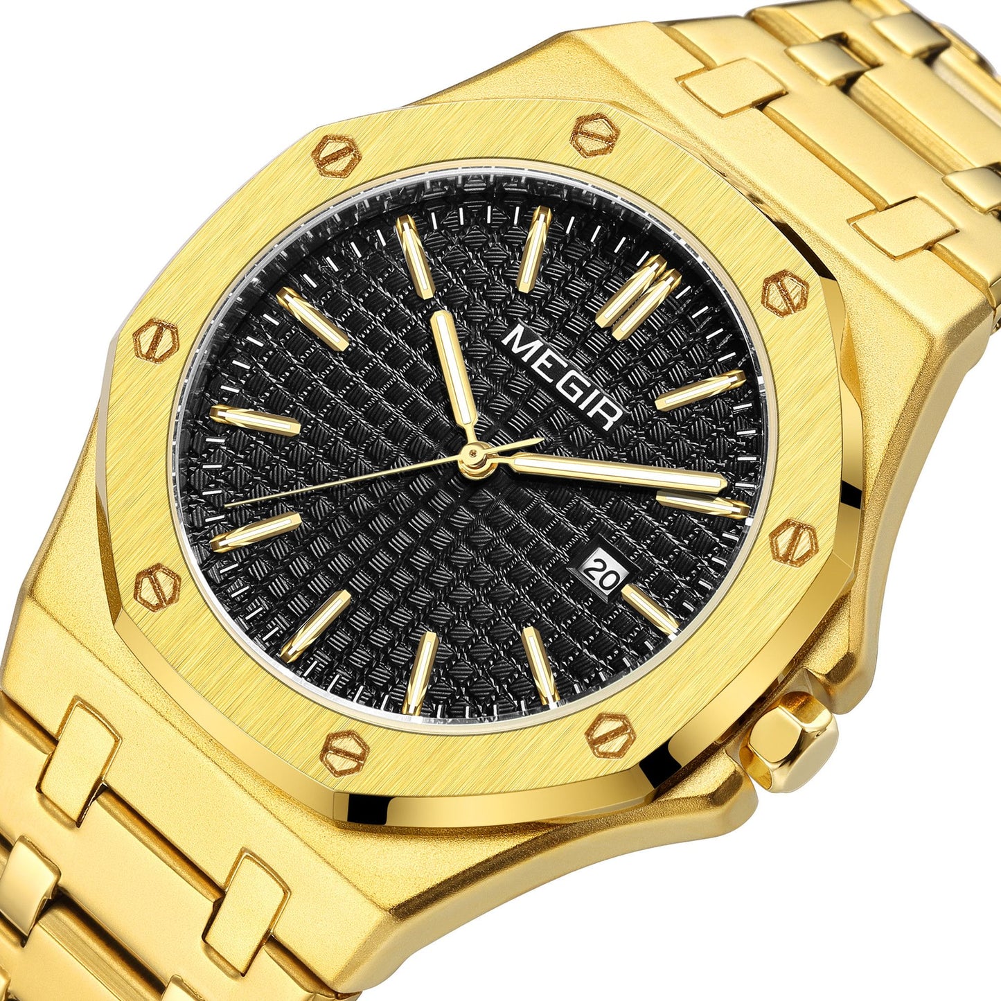 MEGIR Stainless Steel Bracelet Watch for Men Luxury Business Casual Watches Waterproof Calendar Quartz Wristwatch Men Gift Clock 1085