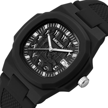 MEGIR 43MM Irregular Dial Men Watches Quartz Waterproof Sport Casual Wristwatch Clock Date Gifts for Man Reloj Hombre 8119