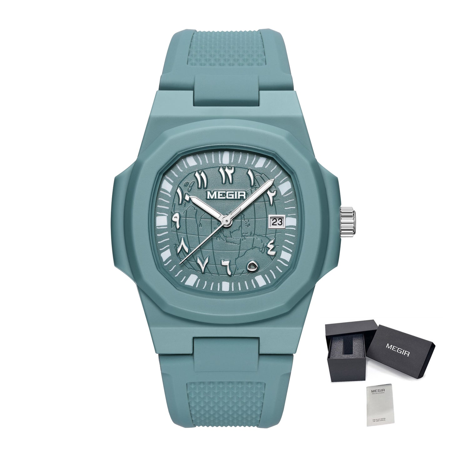 MEGIR 43MM Irregular Dial Men Watches Quartz Waterproof Sport Casual Wristwatch Clock Date Gifts for Man Reloj Hombre 8119