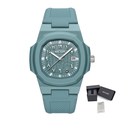 MEGIR 43MM Irregular Dial Men Watches Quartz Waterproof Sport Casual Wristwatch Clock Date Gifts for Man Reloj Hombre 8119