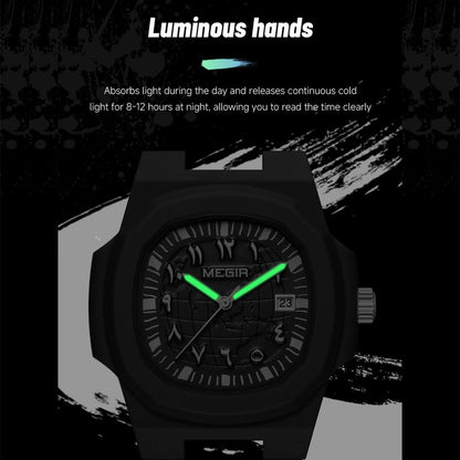 MEGIR 43MM Irregular Dial Men Watches Quartz Waterproof Sport Casual Wristwatch Clock Date Gifts for Man Reloj Hombre 8119