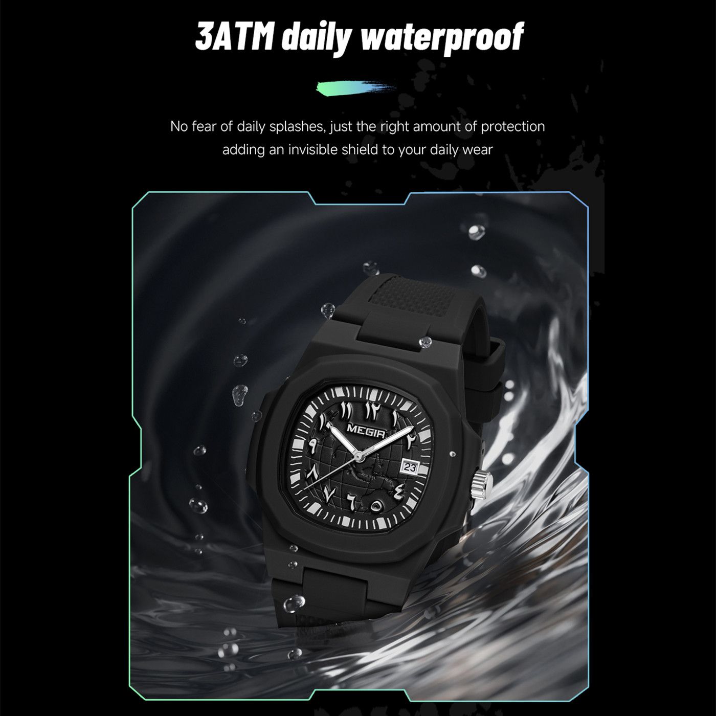 MEGIR 43MM Irregular Dial Men Watches Quartz Waterproof Sport Casual Wristwatch Clock Date Gifts for Man Reloj Hombre 8119