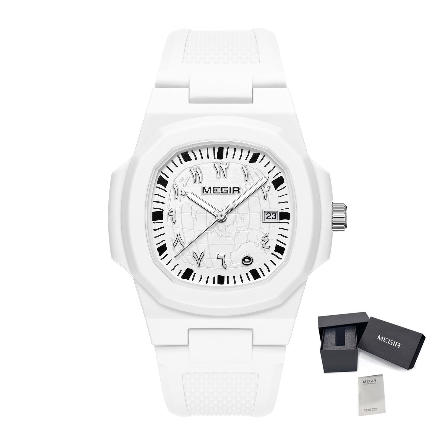 MEGIR 43MM Irregular Dial Men Watches Quartz Waterproof Sport Casual Wristwatch Clock Date Gifts for Man Reloj Hombre 8119