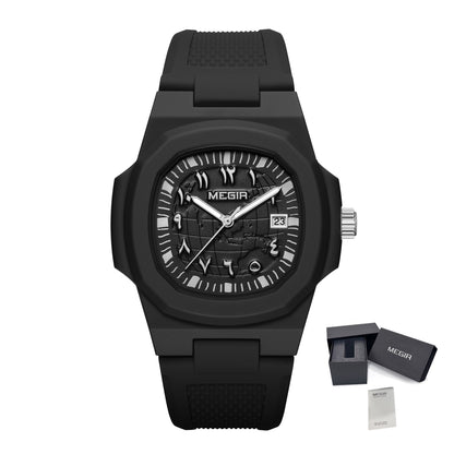 MEGIR 43MM Irregular Dial Men Watches Quartz Waterproof Sport Casual Wristwatch Clock Date Gifts for Man Reloj Hombre 8119