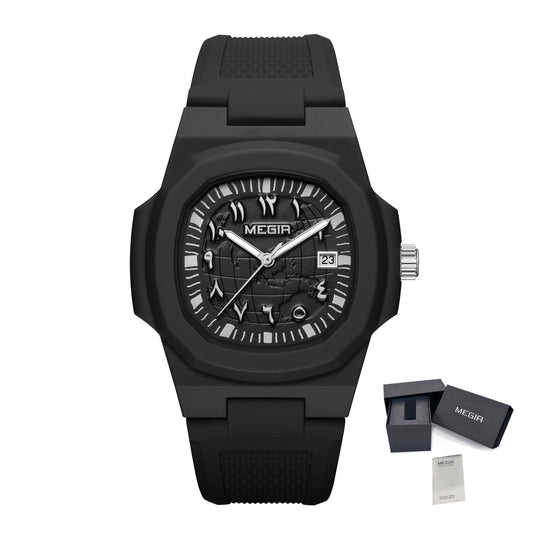 MEGIR 43MM Irregular Dial Men Watches Quartz Waterproof Sport Casual Wristwatch Clock Date Gifts for Man Reloj Hombre 8119