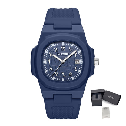 MEGIR 43MM Irregular Dial Men Watches Quartz Waterproof Sport Casual Wristwatch Clock Date Gifts for Man Reloj Hombre 8119