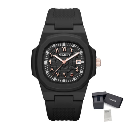 MEGIR 43MM Irregular Dial Men Watches Quartz Waterproof Sport Casual Wristwatch Clock Date Gifts for Man Reloj Hombre 8119