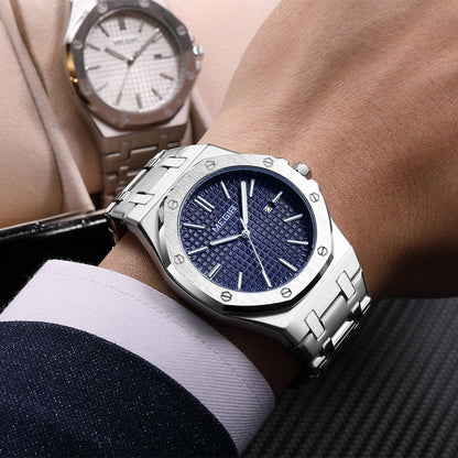 MEGIR Stainless Steel Bracelet Watch for Men Luxury Business Casual Watches Waterproof Calendar Quartz Wristwatch Men Gift Clock 1085