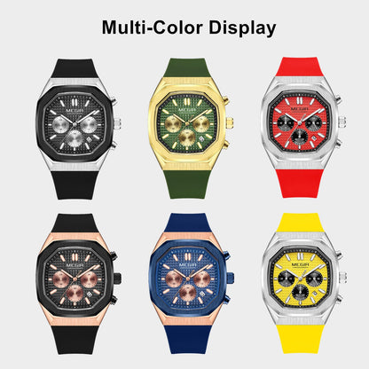 MEGIR Fashion Sport Military Watches for Men Luxury Quartz Wristwatch Silicone Strap Waterproof Date Clock 24-hour Reloj Hombre 2215