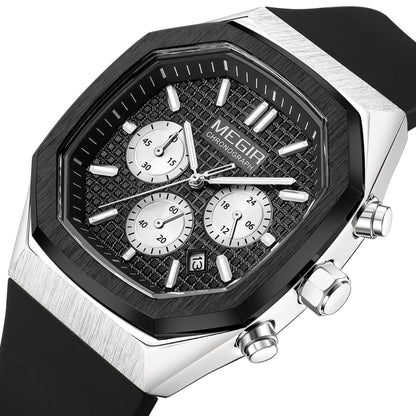 MEGIR Fashion Sport Military Watches for Men Luxury Quartz Wristwatch Silicone Strap Waterproof Date Clock 24-hour Reloj Hombre 2215