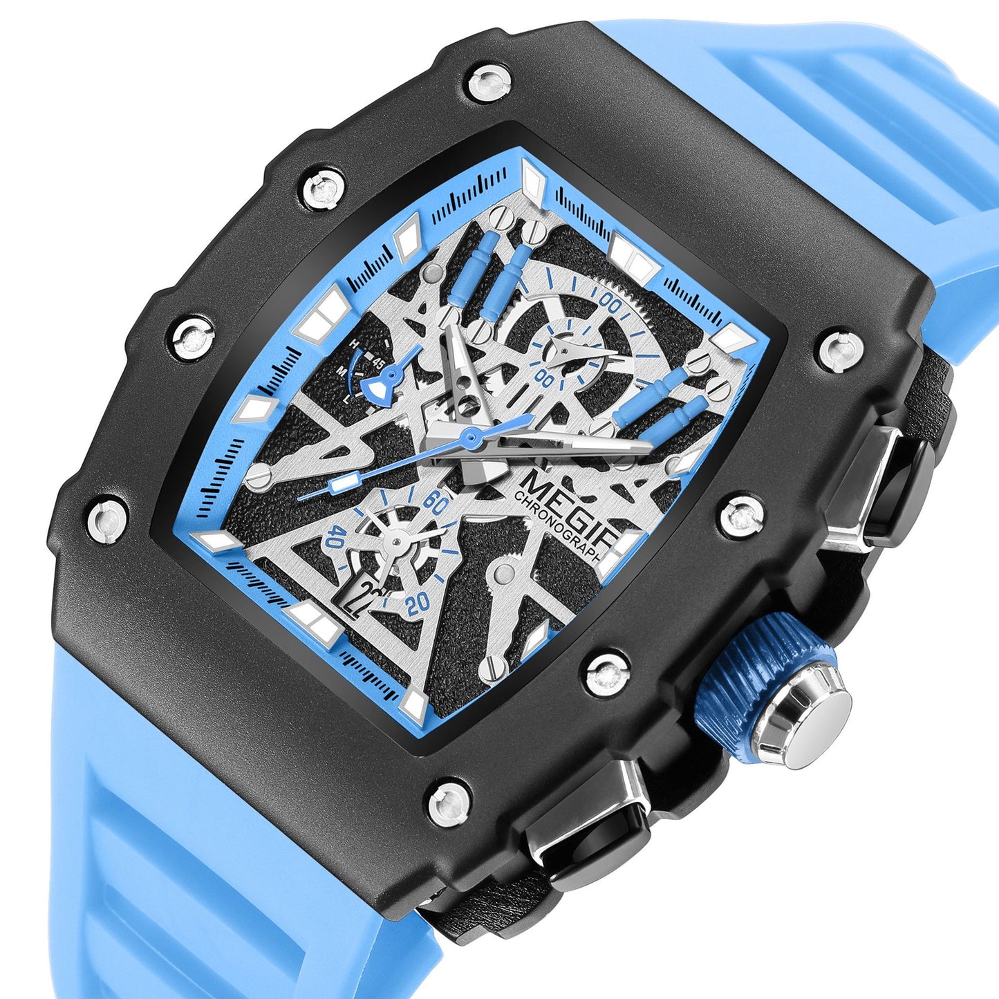 MEGIR Luxury Outdoor Sport Wristwatch for Men Silicone Waterproof Watches Quartz Military Watch Male Clock Chronograph 2218