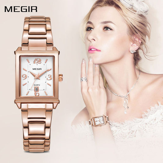 MEGIR Women Bracelet Watches Fashion Business Wristwatch for Ladies Elegant Quartz Watch Waterproof Date Clock Reloj Mujer 1079