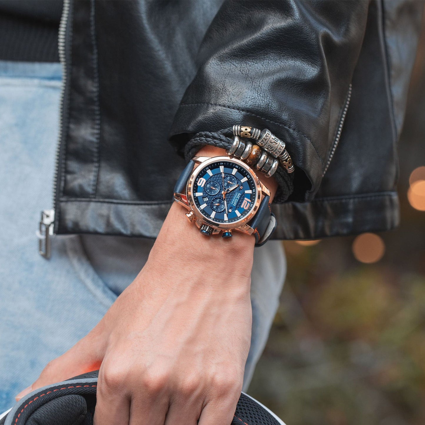 MEGIR Luxury Business Men Watch Fashion Quartz Sport Chronograph Luminous Waterproof Calendar Stainless Steel Male Wristwatch 2156