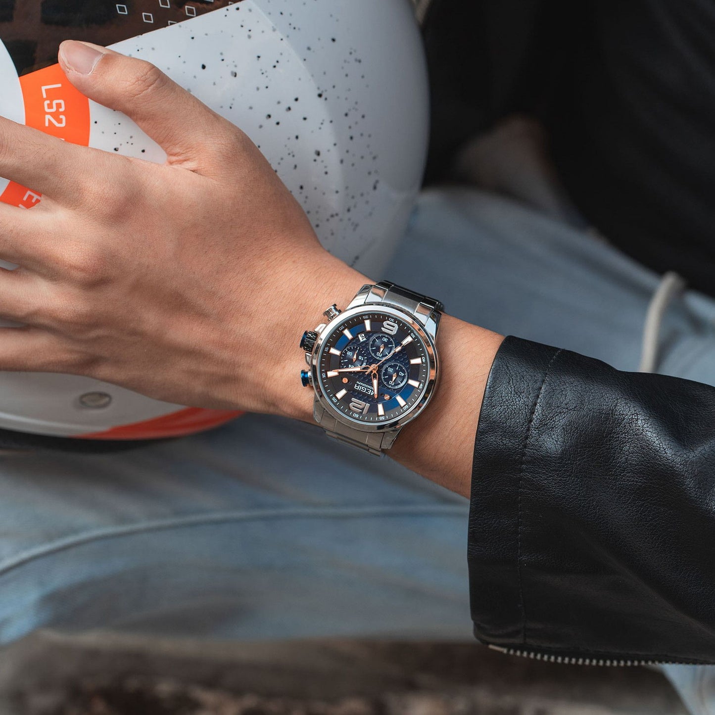 MEGIR Luxury Business Men Watch Fashion Quartz Sport Chronograph Luminous Waterproof Calendar Stainless Steel Male Wristwatch 2156