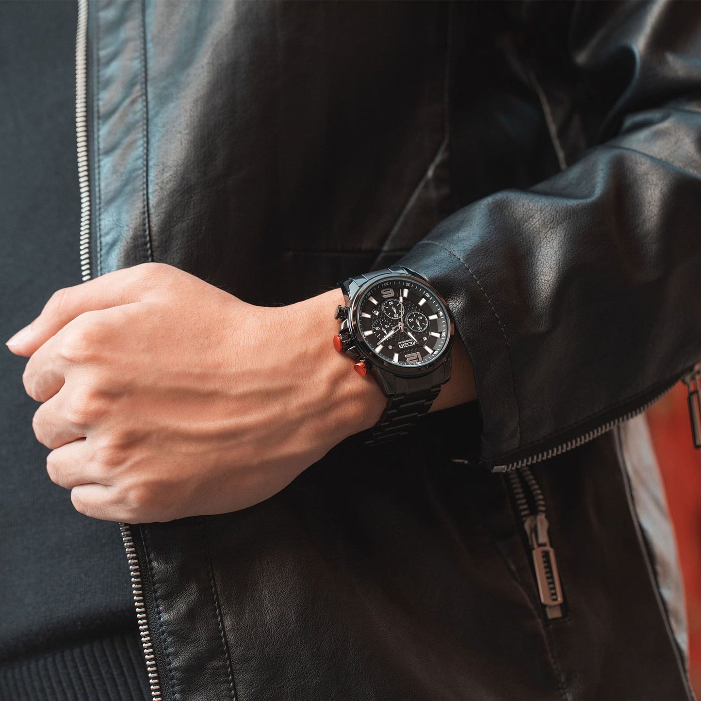 MEGIR Luxury Business Men Watch Fashion Quartz Sport Chronograph Luminous Waterproof Calendar Stainless Steel Male Wristwatch 2156