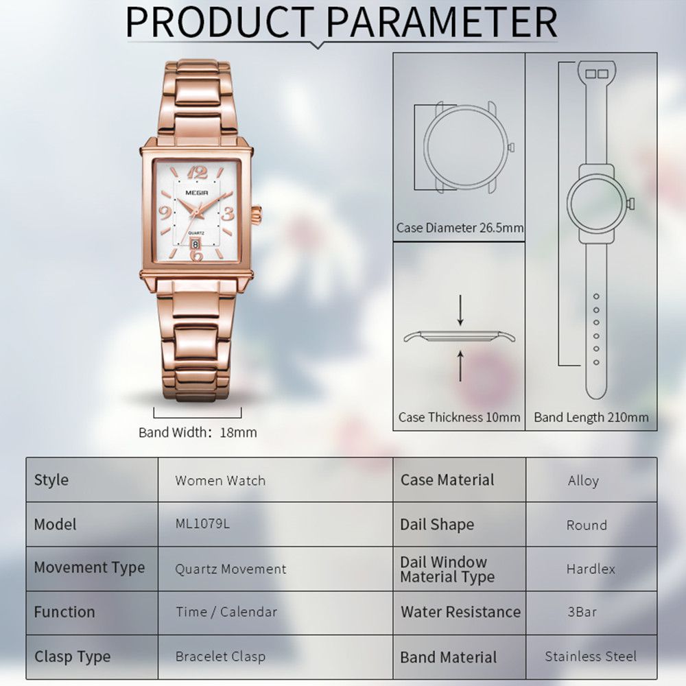 MEGIR Women Bracelet Watches Fashion Business Wristwatch for Ladies Elegant Quartz Watch Waterproof Date Clock Reloj Mujer 1079
