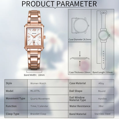 MEGIR Women Bracelet Watches Fashion Business Wristwatch for Ladies Elegant Quartz Watch Waterproof Date Clock Reloj Mujer 1079