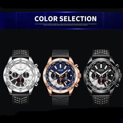 MEGIR Men Sport Watch Luxury Leather Strap Casual Quartz Chronograph Waterproof Luminous Male Wristwatch Relogio Masculino 2103