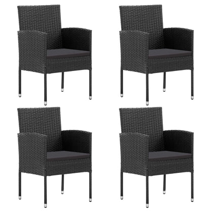 NNEVL Garden Chairs with Black Cushions 4 pcs Black Poly Rattan