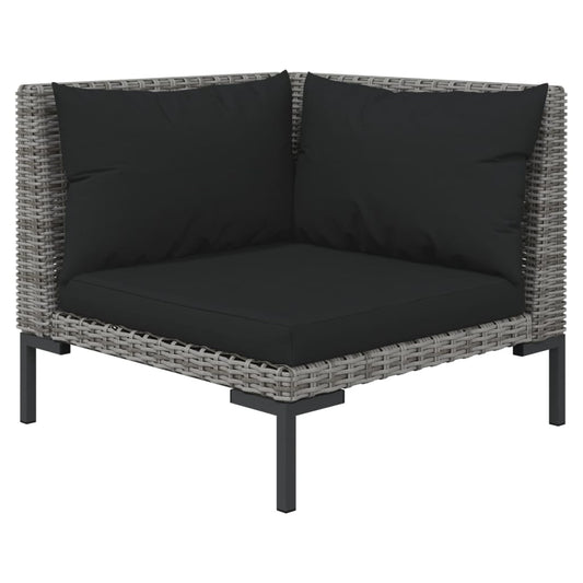 NNEVL 9 Piece Garden Lounge Set with Cushions Poly Rattan Dark Grey