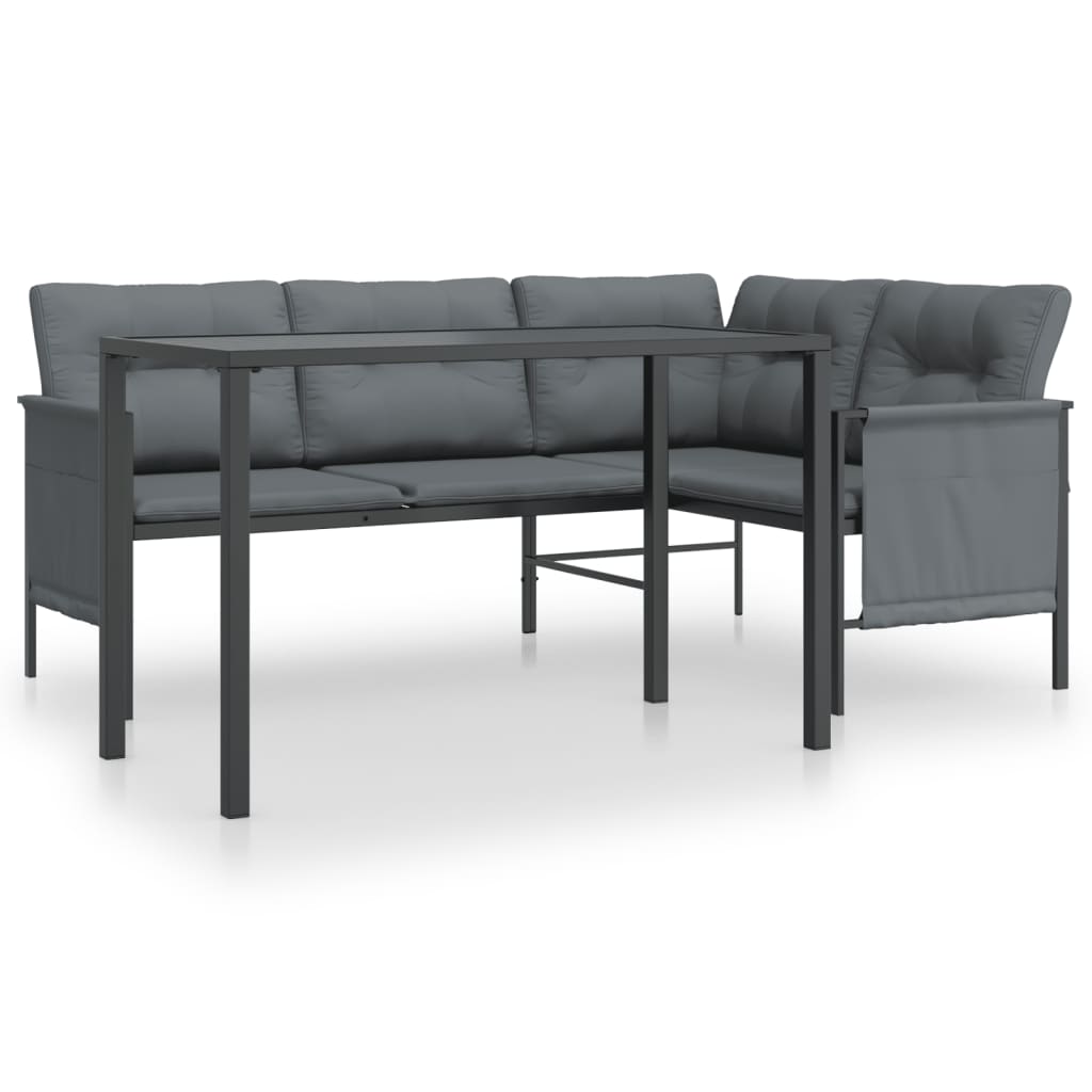 NNEVL 2 Piece Garden Dining Set Anthracite Steel