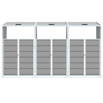 NNEVL Wheelie Bin Storage for Triple Bins Grey 216x81x115 cm Steel
