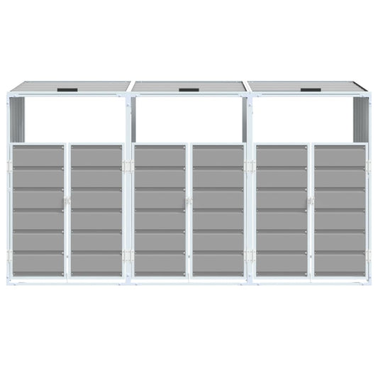 NNEVL Wheelie Bin Storage for Triple Bins Grey 216x81x115 cm Steel