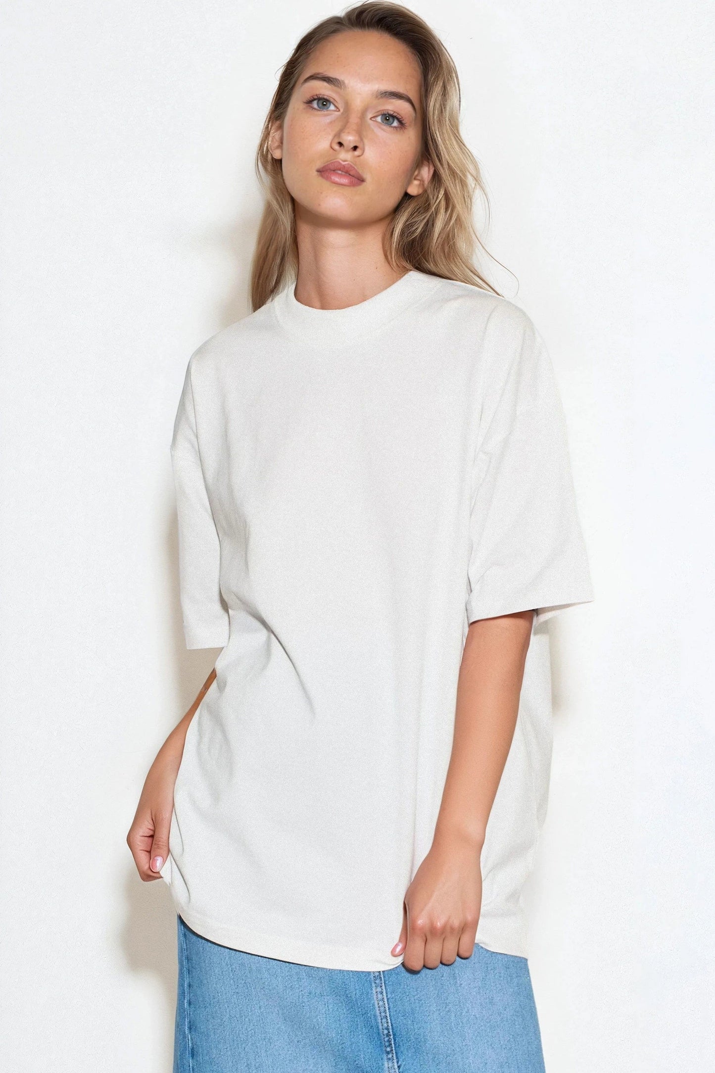 White Logo Cotton Oversized T Shirt