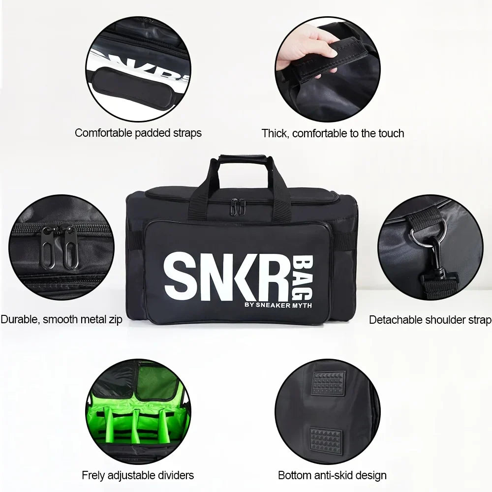 35L Sports Travel Bag with Green Interior Black