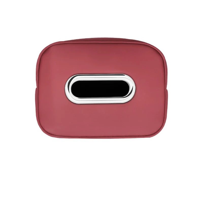 Leather Car Tissue Organizer Storage Bag–Multi-Position Holder Red