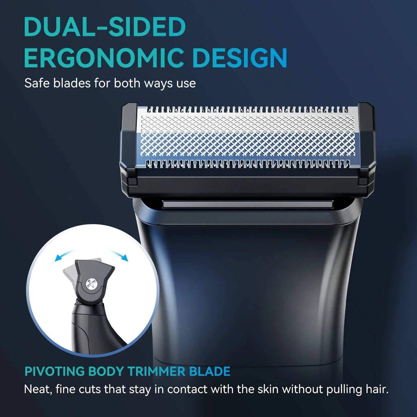 2-in-1 Dual-Sided Electric Trimmer Shaver Beard Body Razor Black