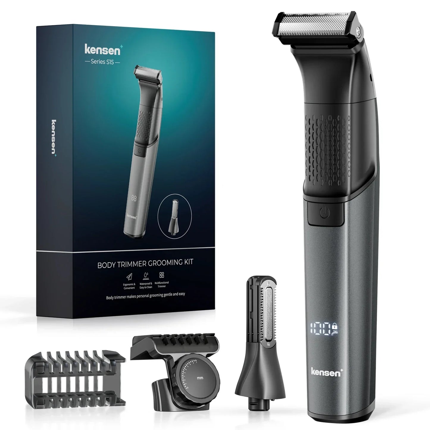 2-in-1 Dual-Sided Electric Trimmer Shaver Beard Body Razor Black